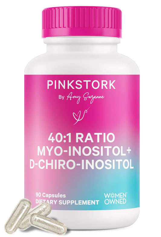 Frasco Pink Stork suplemento mio-inositol d-chiro inositol equilibrio hormonal