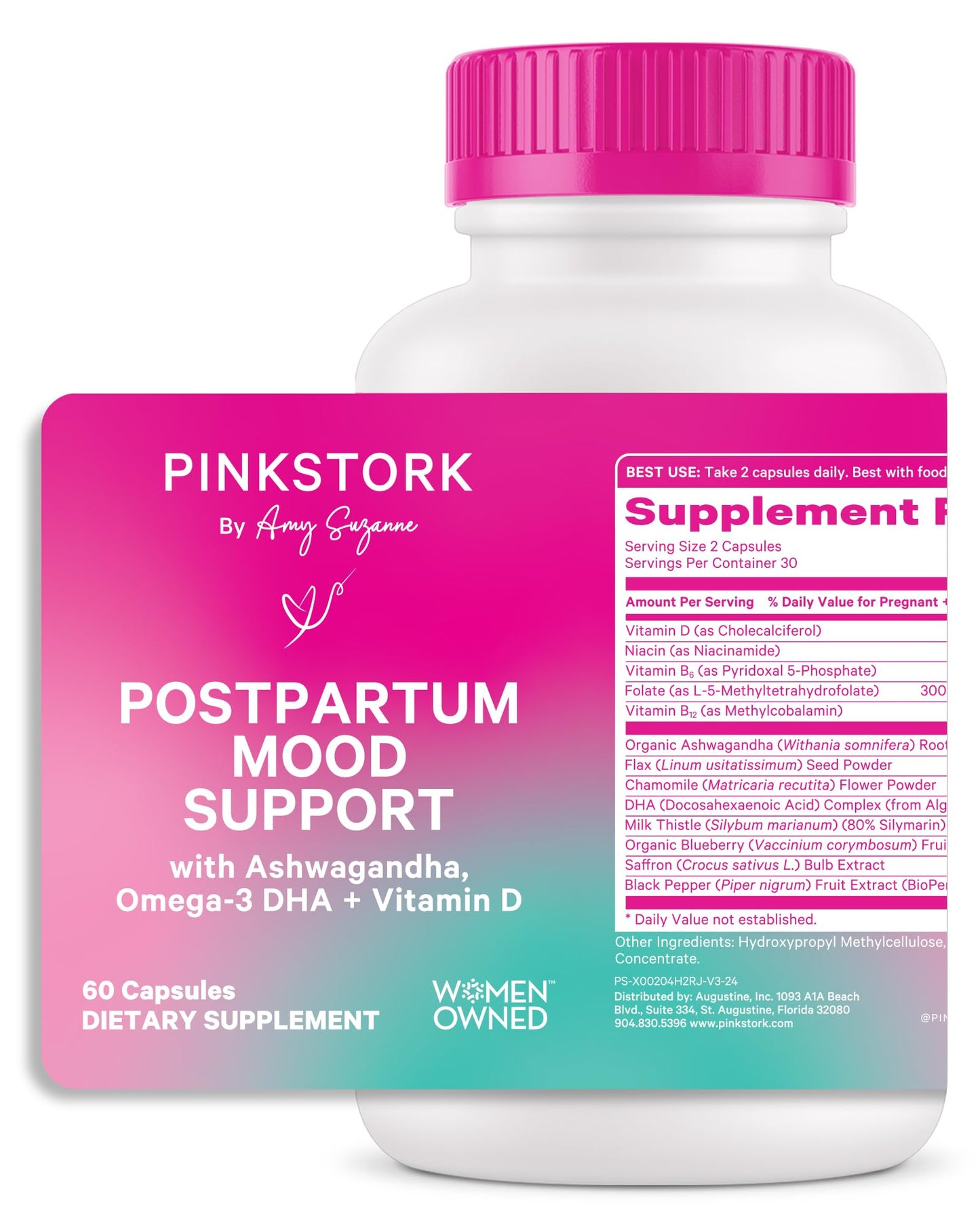 Suplemento postparto Pink Stork con Ashwagandha y vitamina D