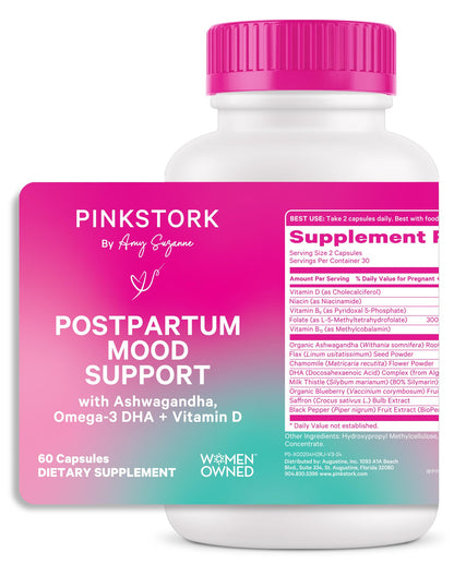 Suplemento postparto Pink Stork con Ashwagandha y vitamina D