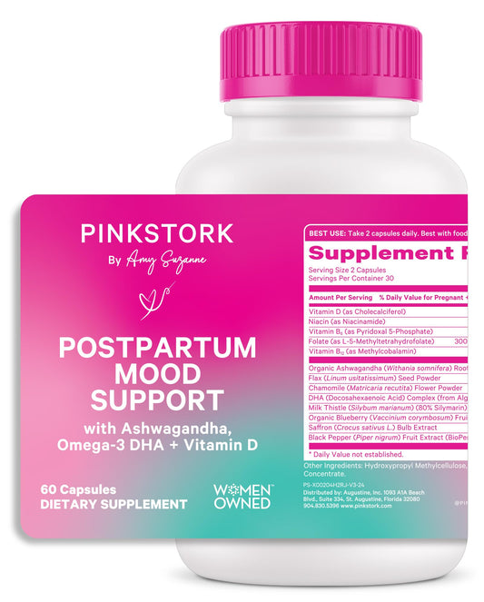 Suplemento postparto Pink Stork con Ashwagandha y vitamina D
