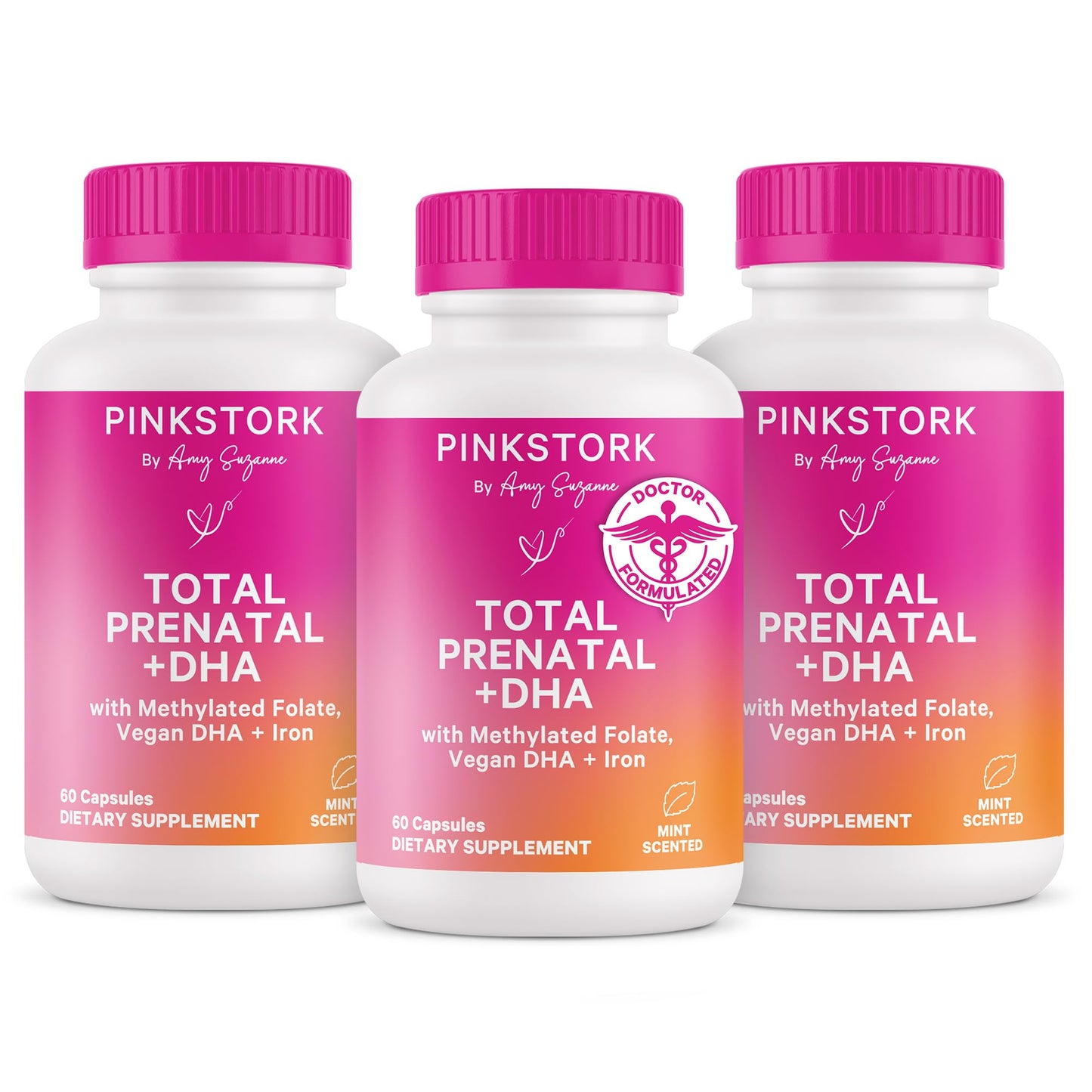 Pink Stork vitaminas prenatales 180 cápsulas caja