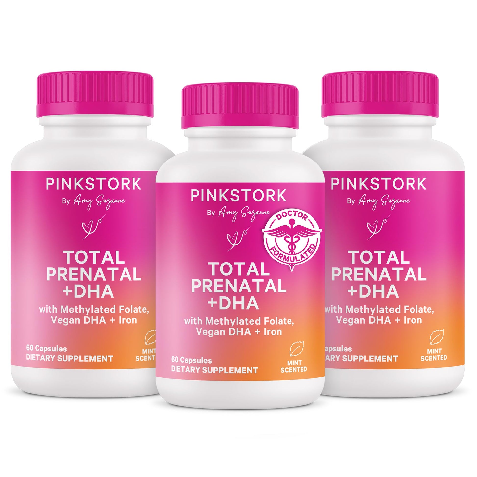 Pink Stork vitaminas prenatales 180 cápsulas caja