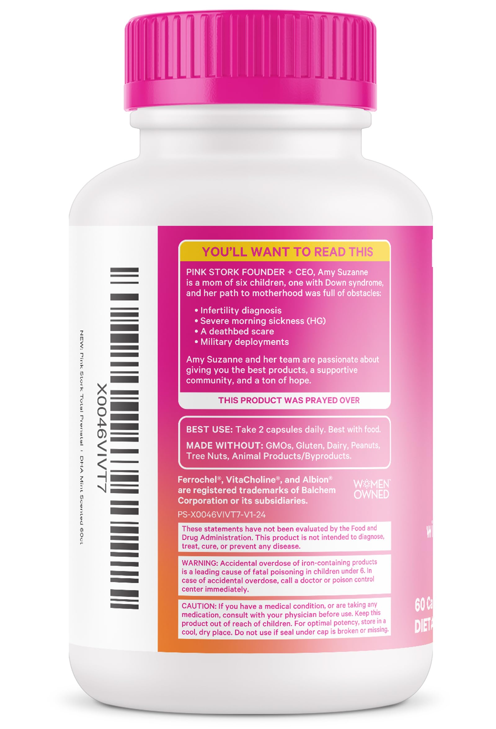 Pink Stork vitaminas prenatales para mujeres creadas por mujeres