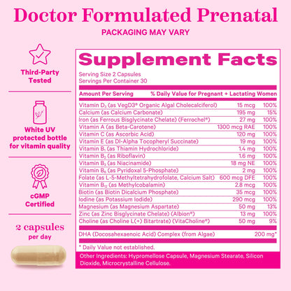 Pink Stork vitaminas prenatales sin gluten ni lácteos
