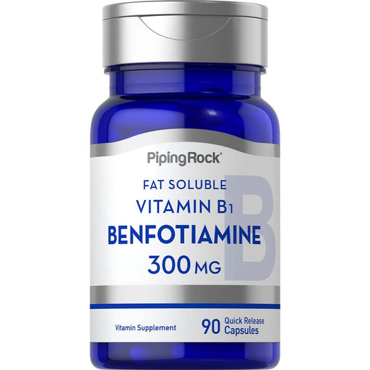 botella benfotiamina 300mg cápsulas suplemento sin gluten piping rock