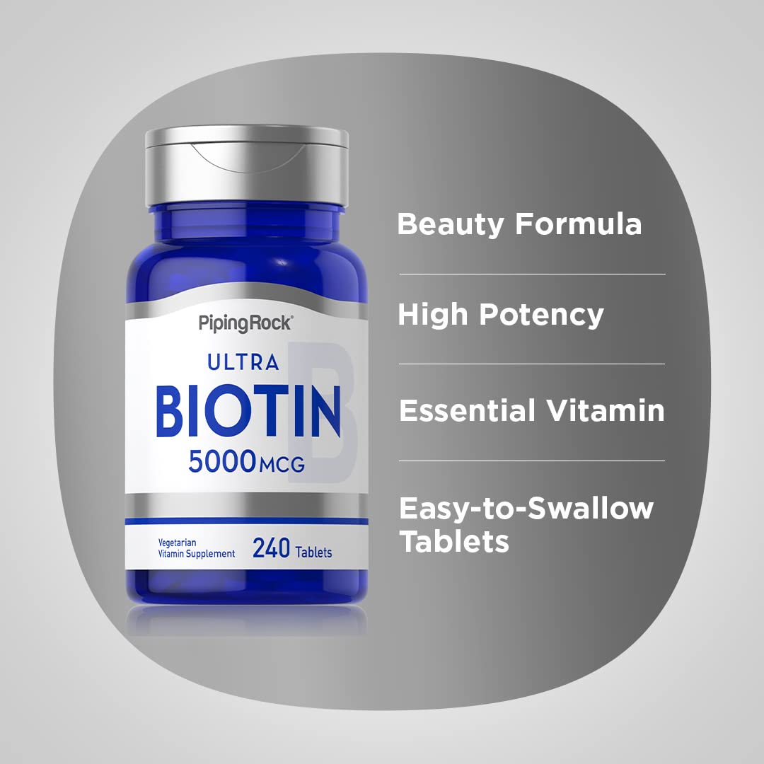 Piping Rock Biotina tabletas blancas para consumo diario