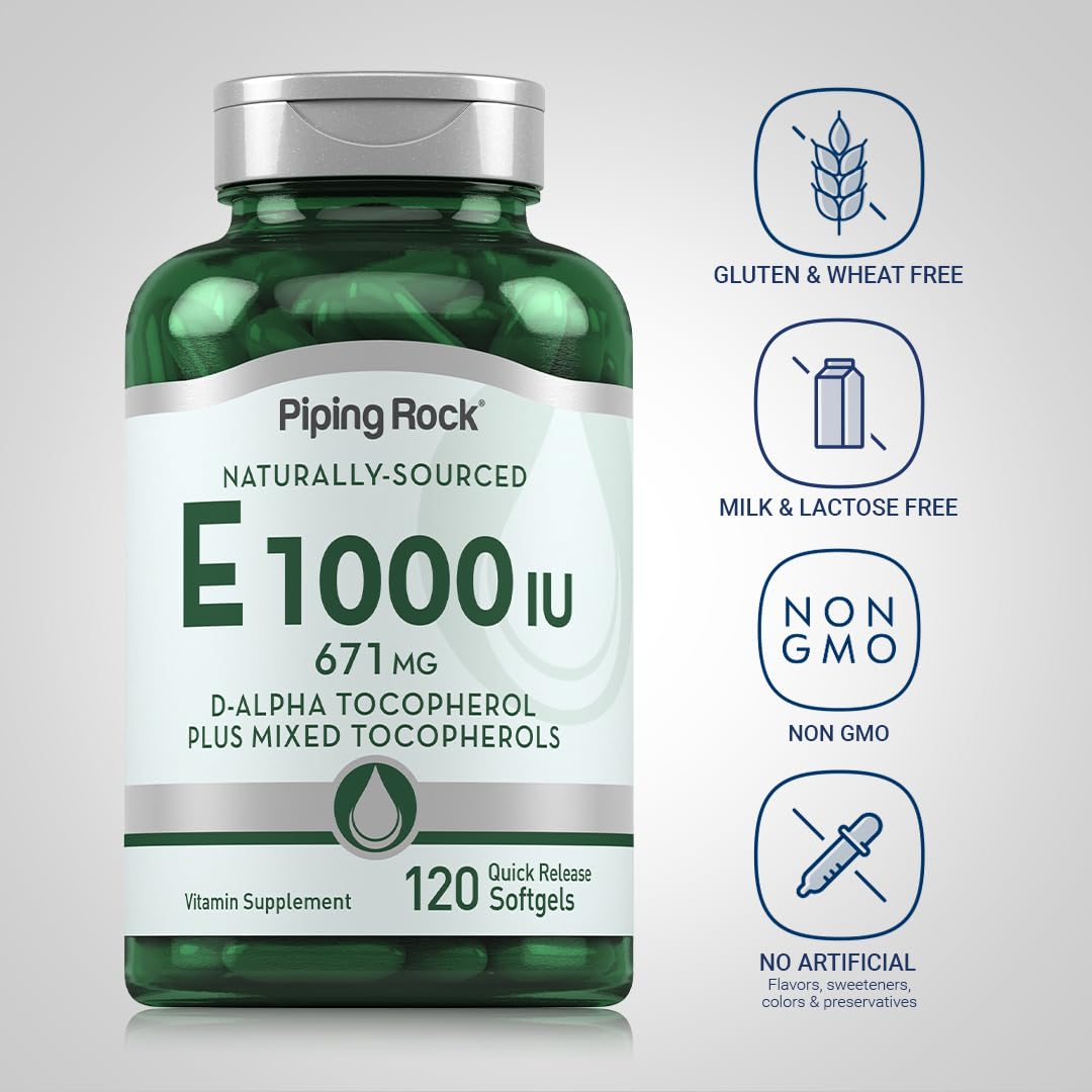 Piping Rock cápsulas gel blando vitamina e sin gluten