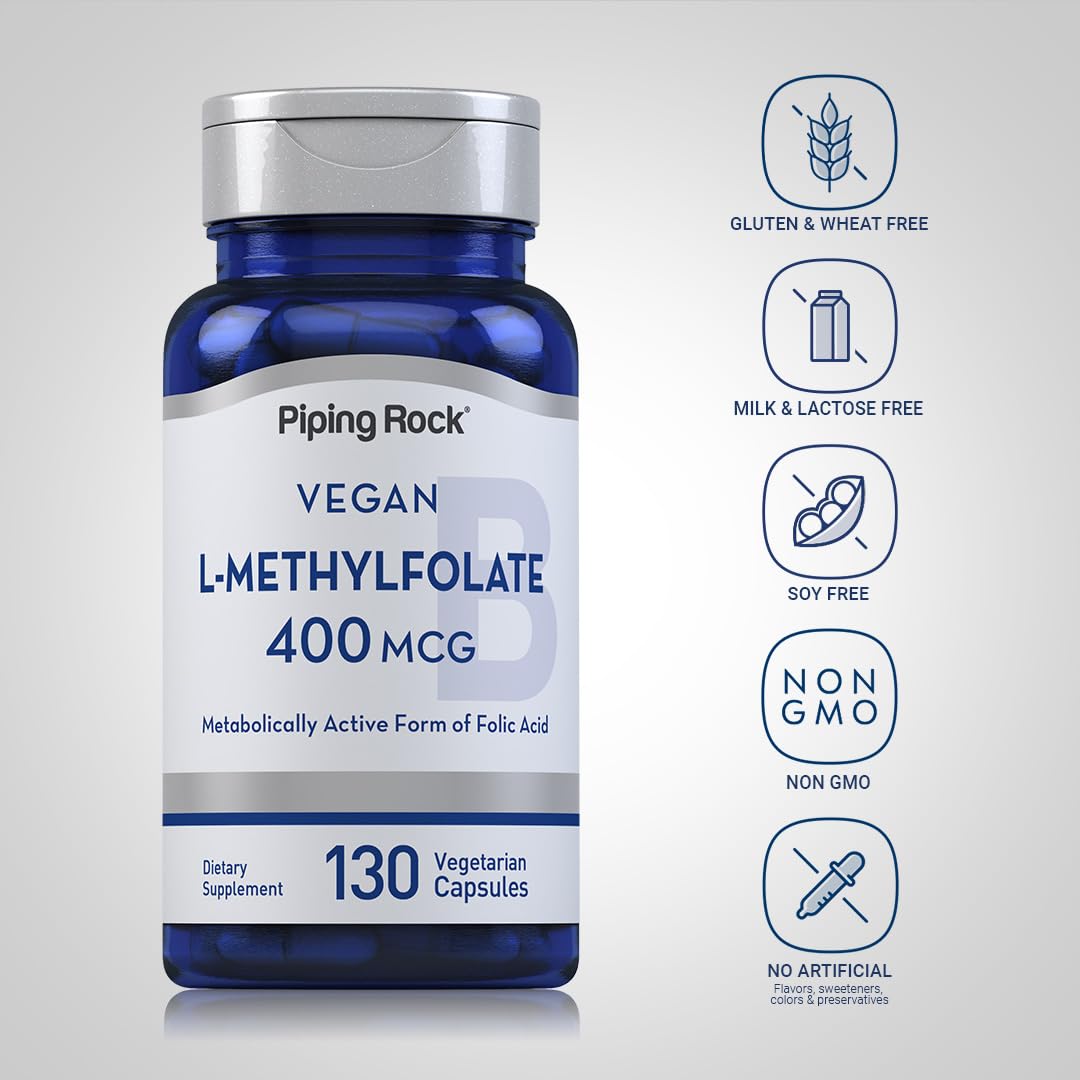 Piping Rock L-metilfolato suplemento 130 cápsulas