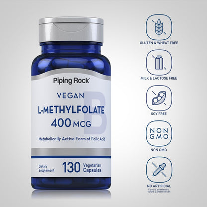 Piping Rock L-metilfolato suplemento 130 cápsulas