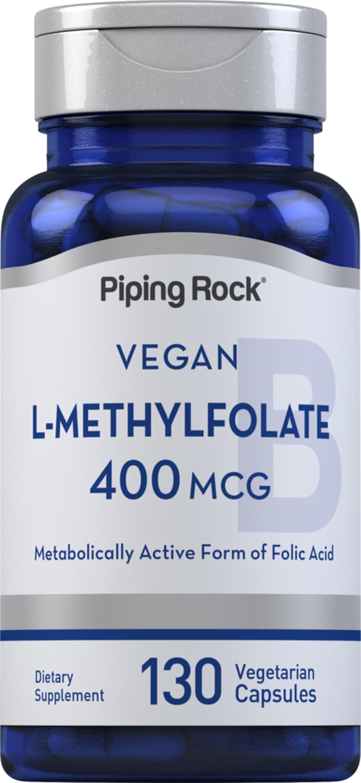 Piping Rock suplemento L-metilfolato botella