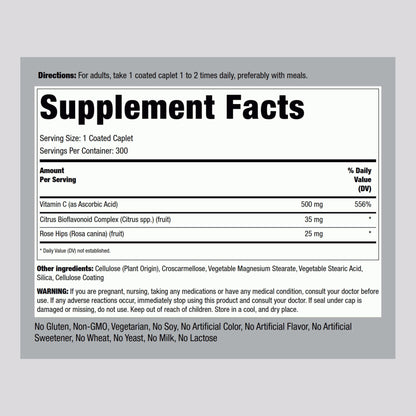 Frasco frente Piping Rock Vitamina C 500 mg