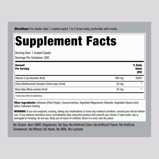 Frasco frente Piping Rock Vitamina C 500 mg