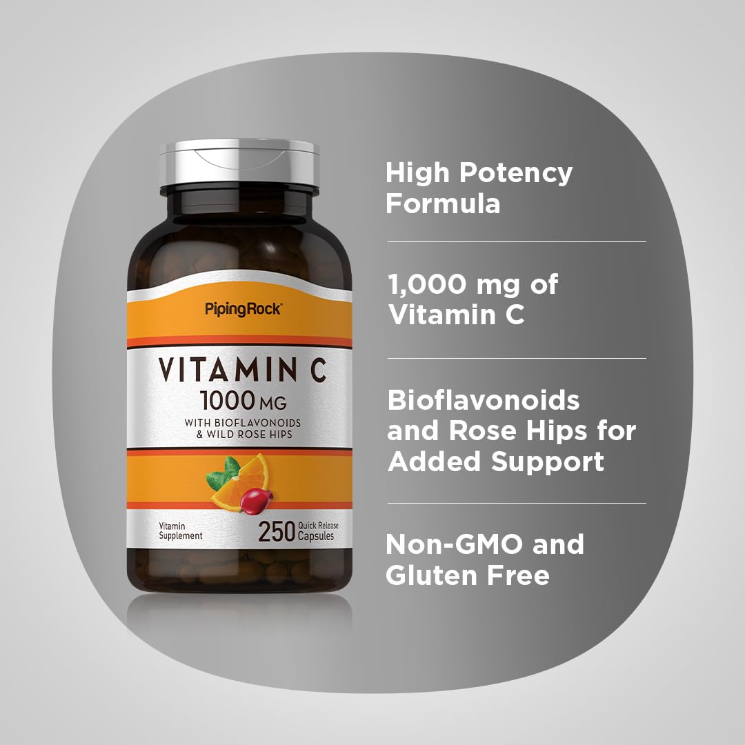 Piping Rock vitamina c cápsulas beige sin OGM