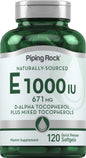 Piping Rock vitamina e 1000 iu 120 softgels amarillo