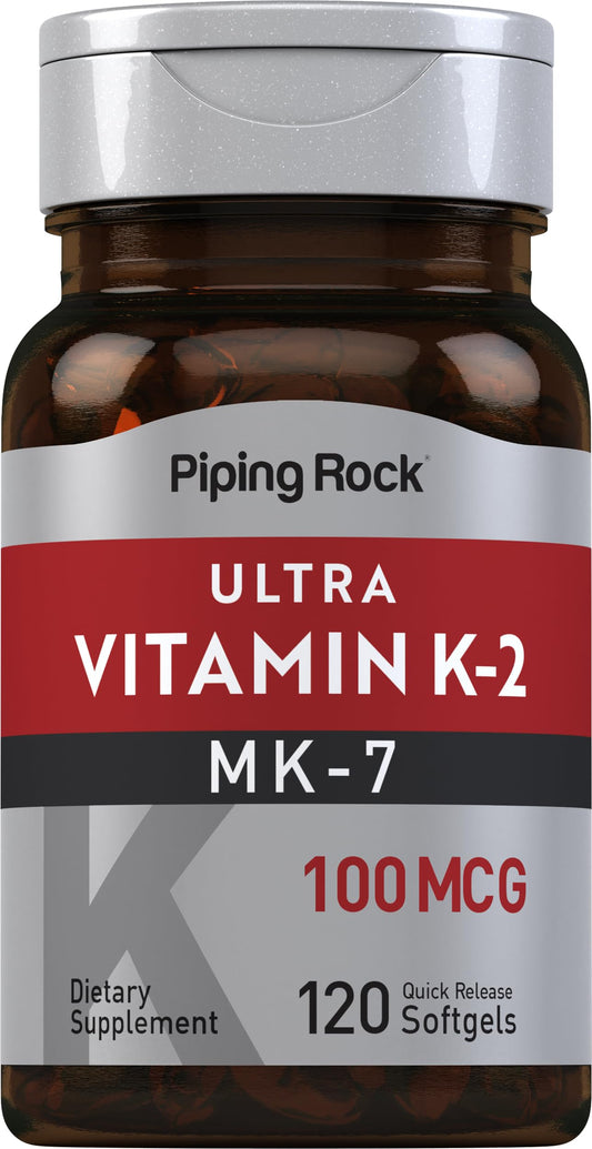 Vitamina K2 MK-7 100 mcg de Piping Rock en cápsulas blandas