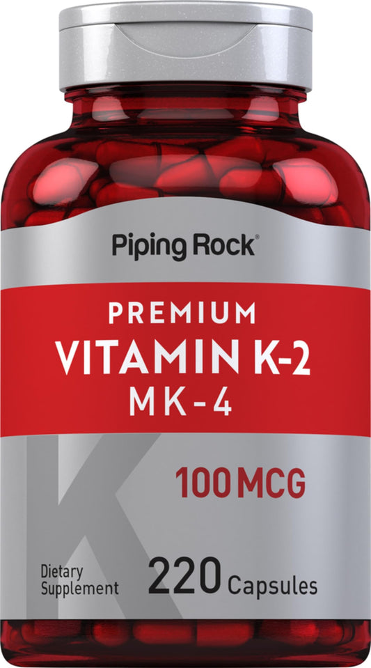 Piping Rock Vitamina K2 MK4 suplemento 220 cápsulas sin gluten