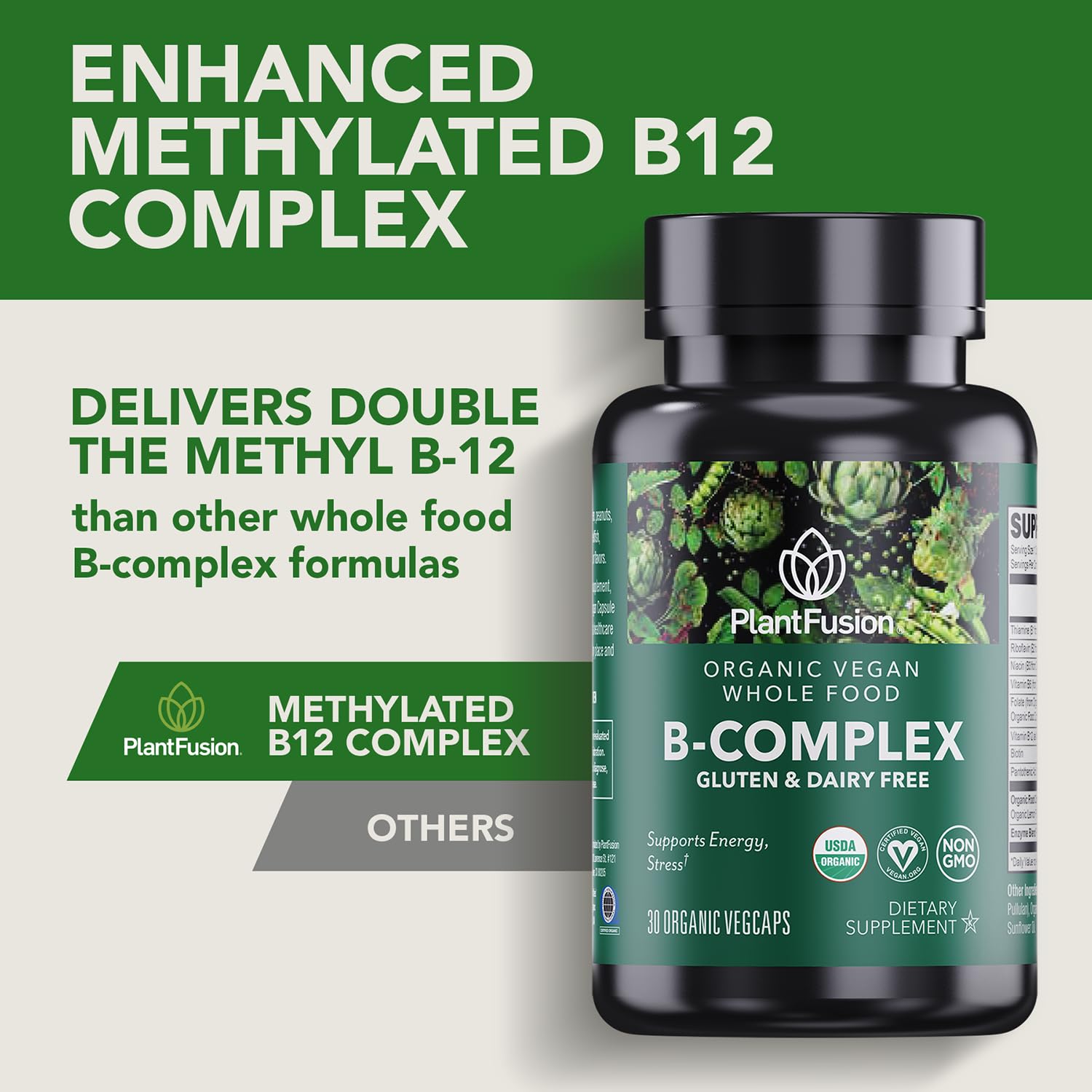 PlantFusion envase suplemento vegano sin gluten lateral