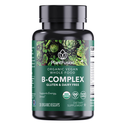 PlantFusion vitamina B-complejo orgánica suplemento 30 cápsulas frasco