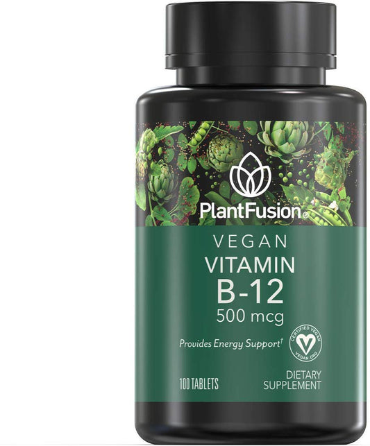 Suplemento vegano PlantFusion vitamina B12 500mcg 100 tabletas