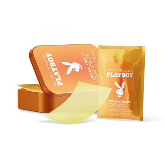 Tiras orales Playboy vitamina E biotina sabor fresa 30 piezas