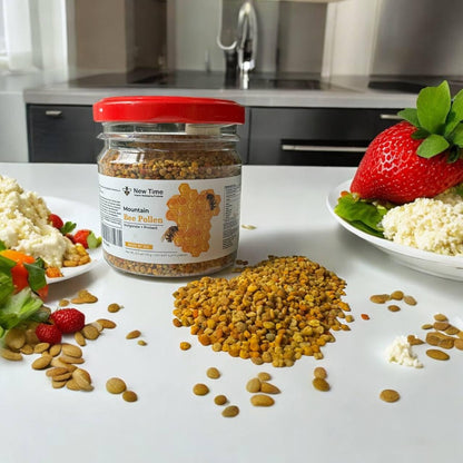 polen de abeja en la mesa de cocina