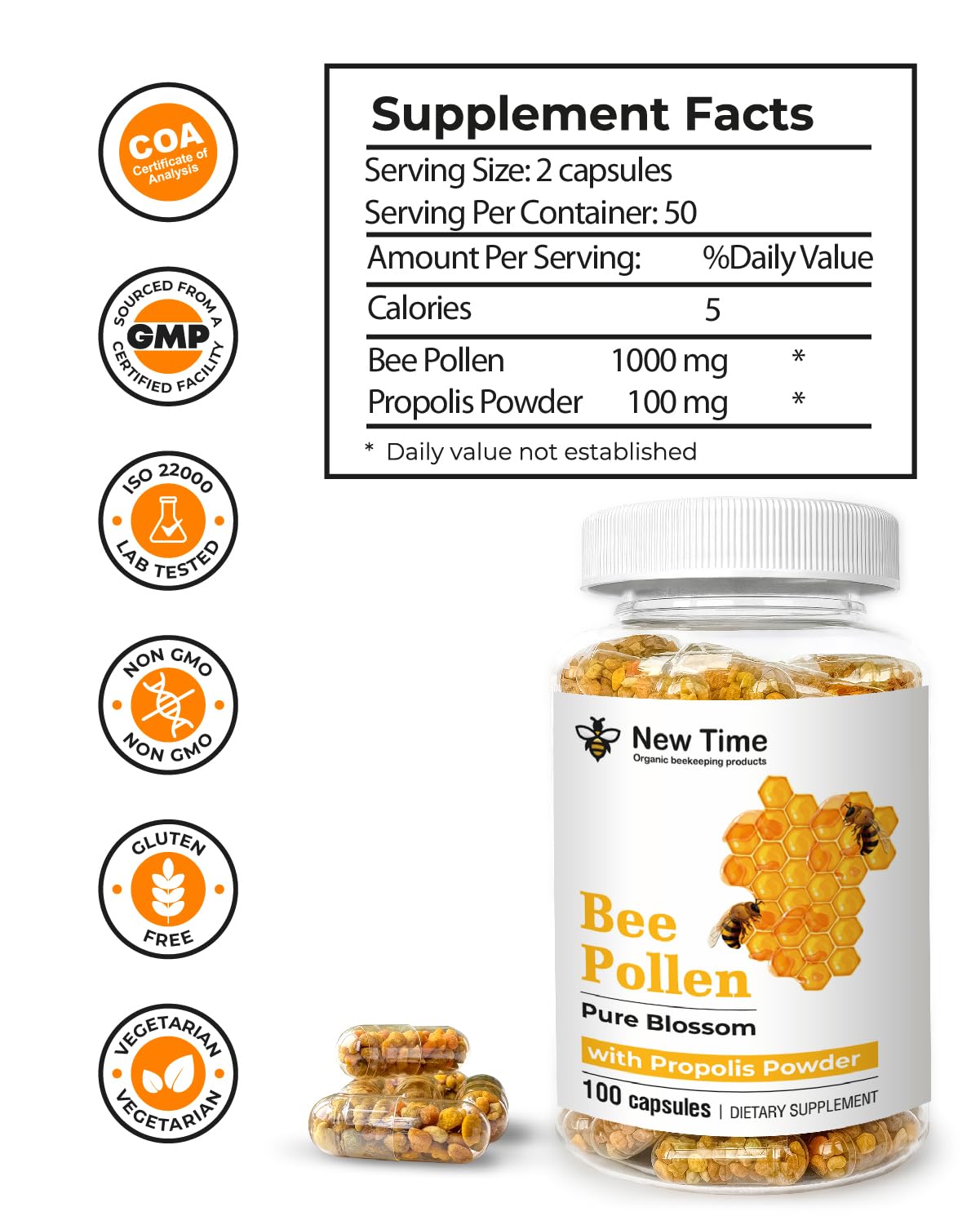 Polen de abeja New Time apoyo inmunológico y energía