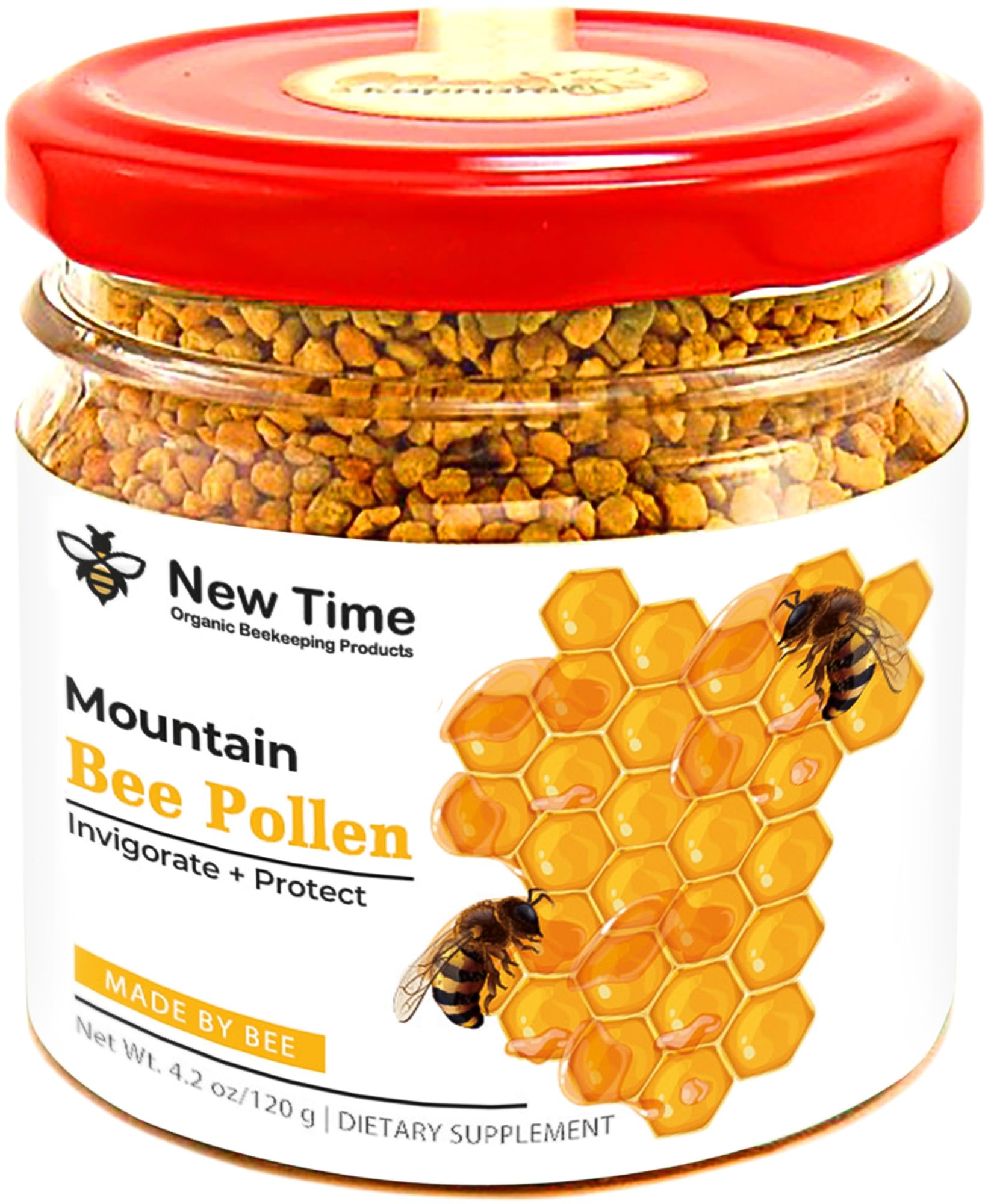 frasco de polen de abeja orgánico suplemento