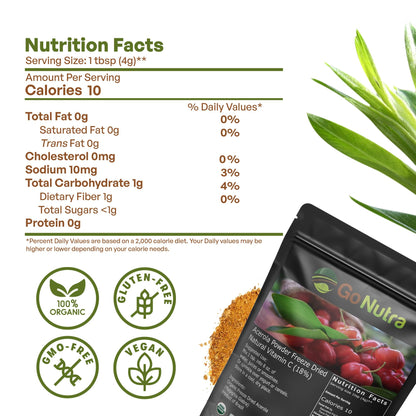 Polvo acerola liofilizado Go Nutra vegano 8oz