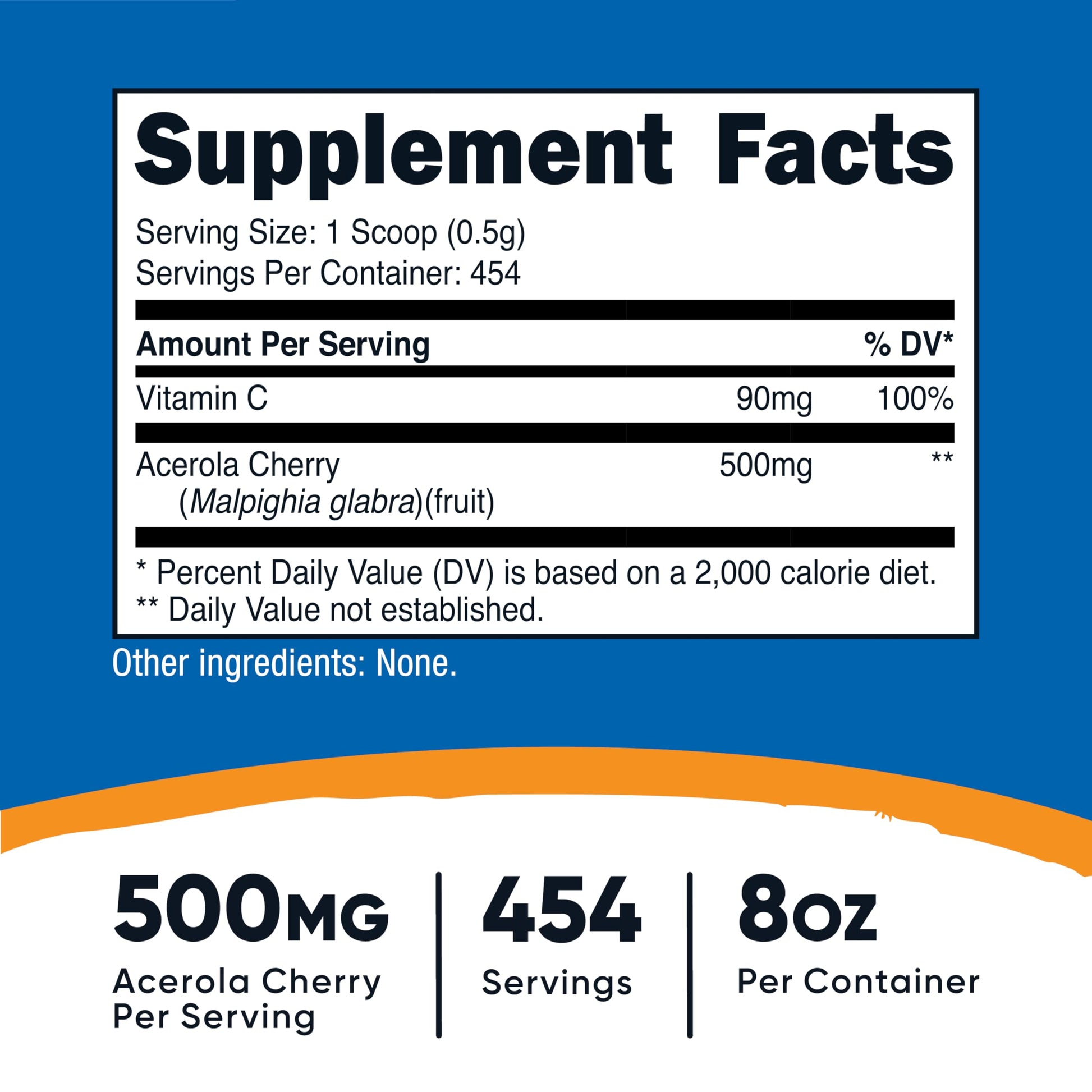 Polvo acerola vitamina C Nutricost sin gluten sin aditivos