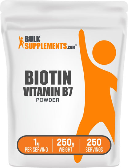 Polvo de Biotina BulkSupplements 10000mcg frasco 250g