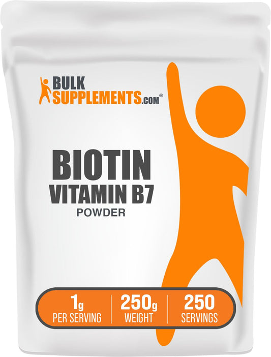 Polvo de Biotina BulkSupplements 10000mcg frasco 250g