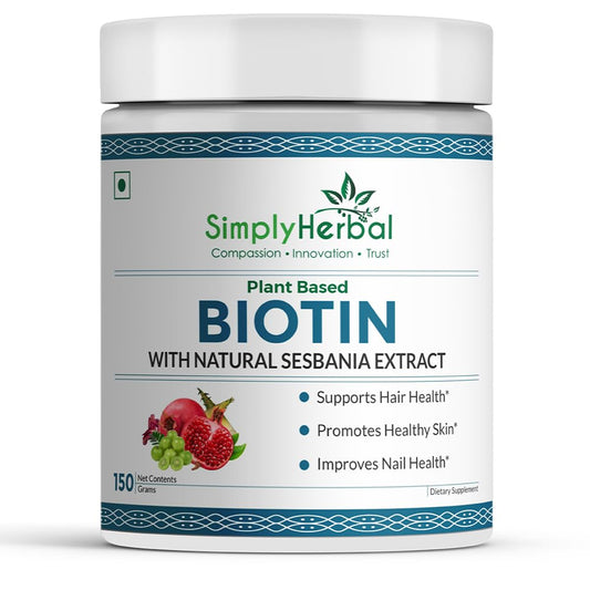 Envase de polvo de biotina Simply Herbal 300 g para cabello y piel