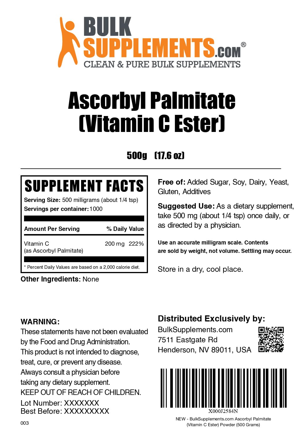 Polvo BulkSupplements presentación lateral envase