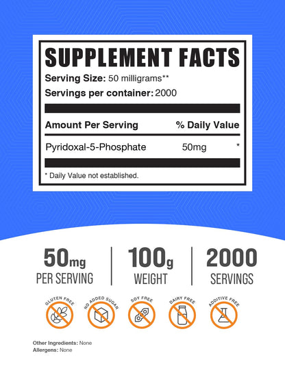 Polvo BulkSupplements Vitamina B6 50mg frasco