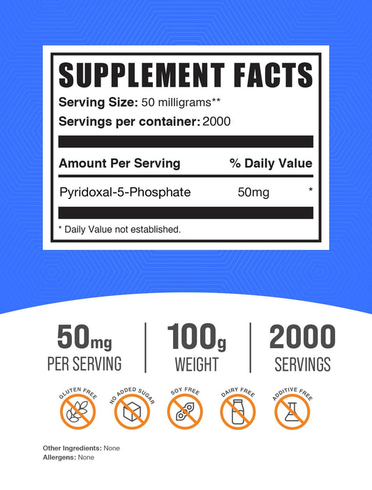 Polvo BulkSupplements Vitamina B6 50mg frasco