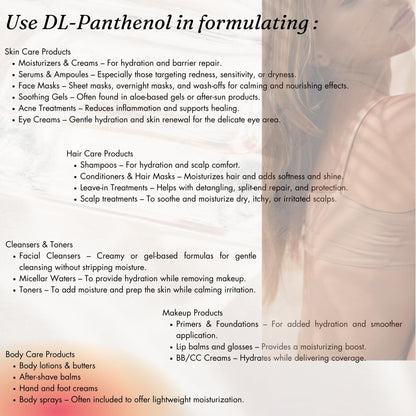 Polvo DL-pantenol para cuidado personal y cosméticos
