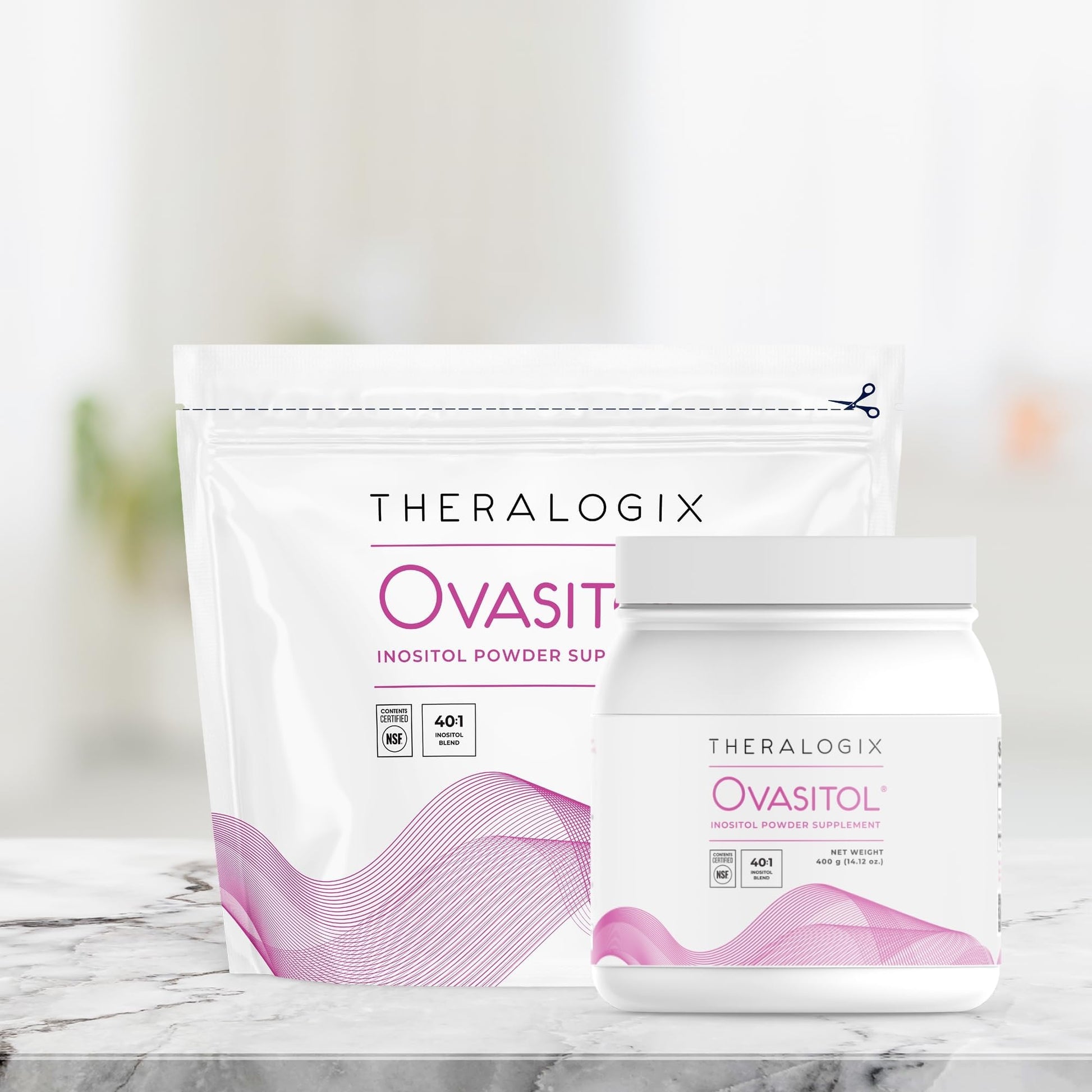 Polvo inositol Theralogix Ovasitol suplemento 180 porciones mujer