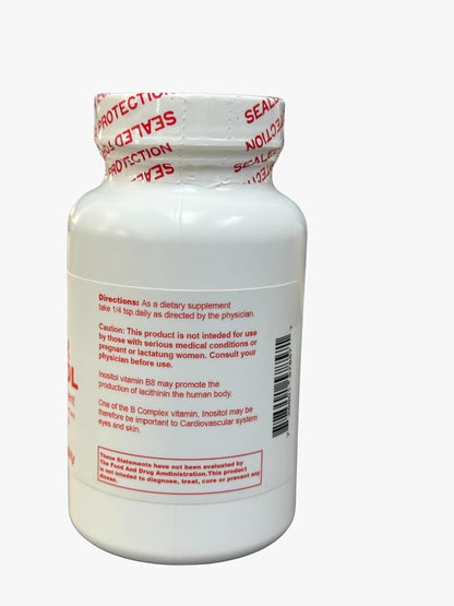 Detalle del polvo de inositol vitamina b8 Unike Nutra 4 onzas