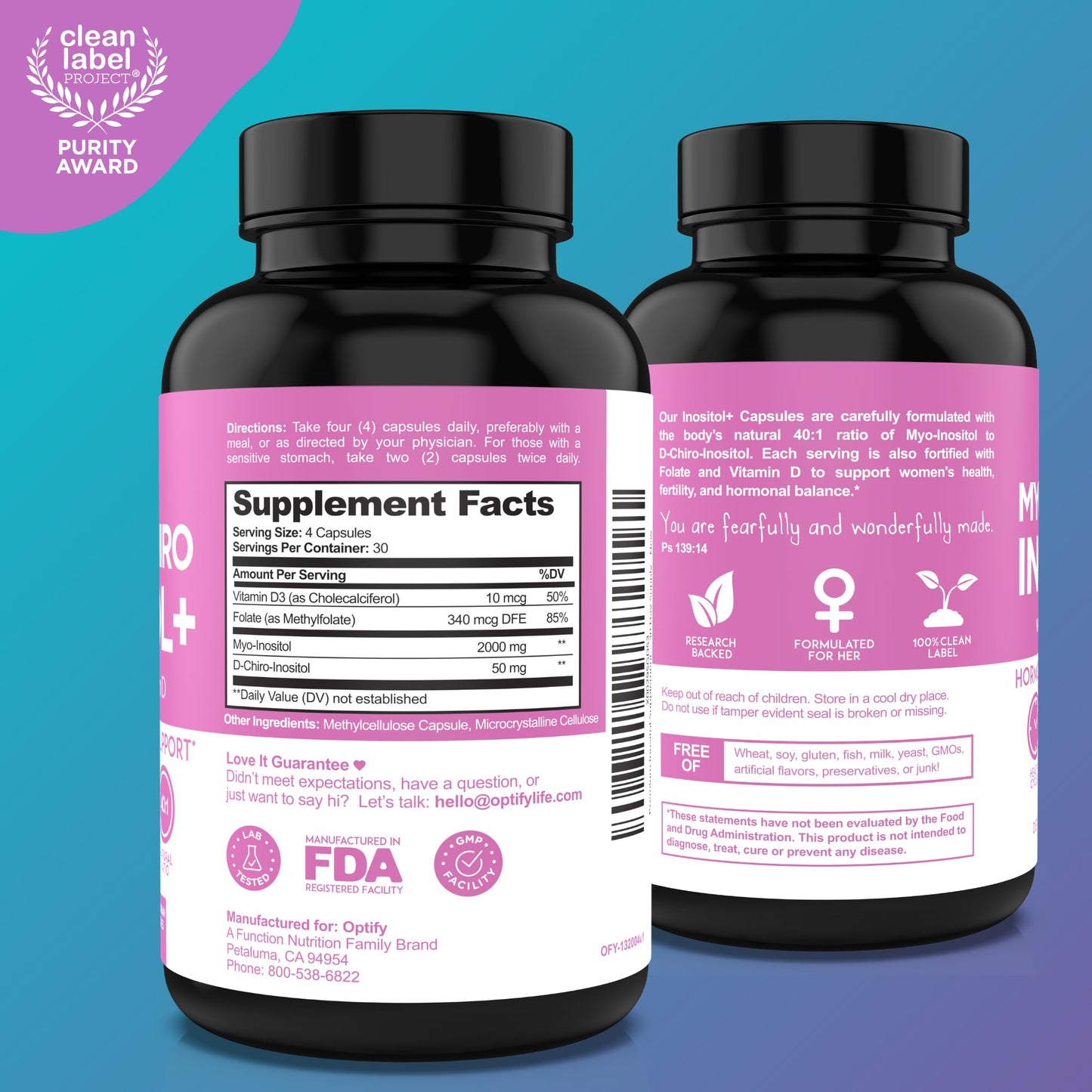 Polvo de mio-inositol sin sabor para mujeres