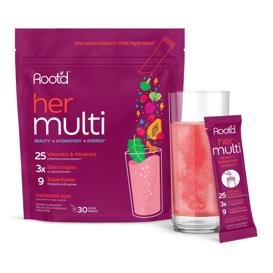 Polvo multivitamínico para mujeres con electrolitos y superalimentos.
