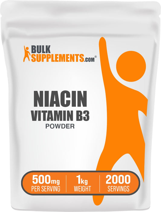 Polvo de niacina BulkSupplements 500mg envase 1kg