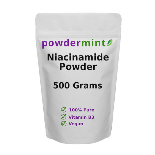 Polvo de niacinamida powdermint en envase blanco