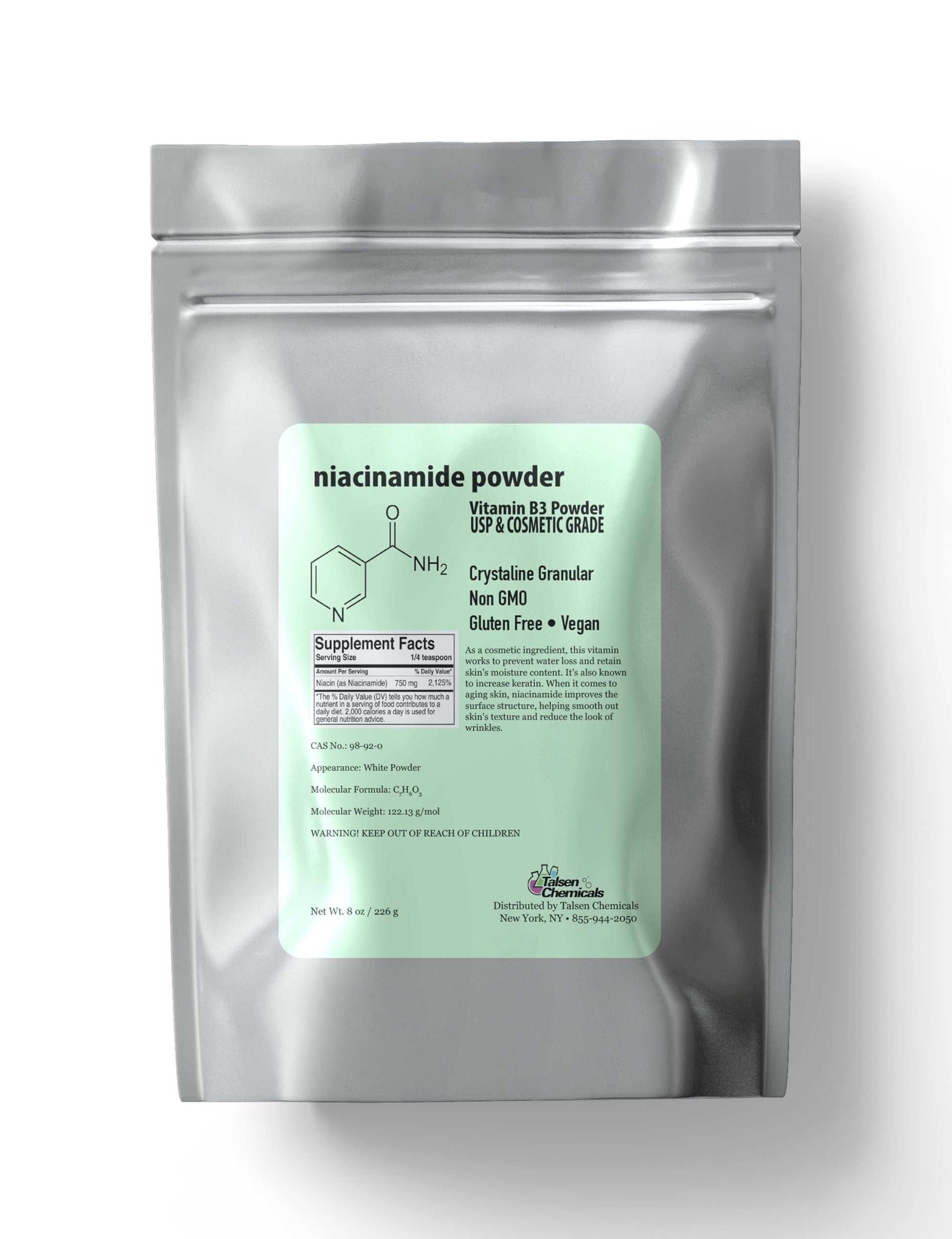 Polvo puro de niacinamida Talsen Chemicals para cuidado de piel