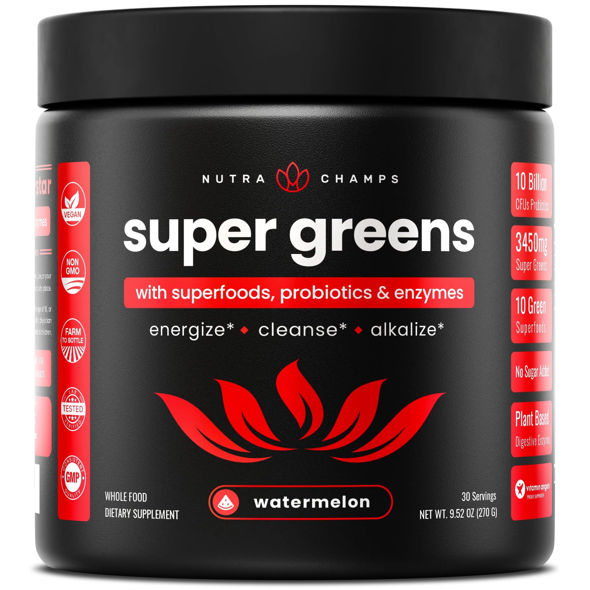 Polvo NutraChamps Super Greens superalimento orgánico 9 onzas