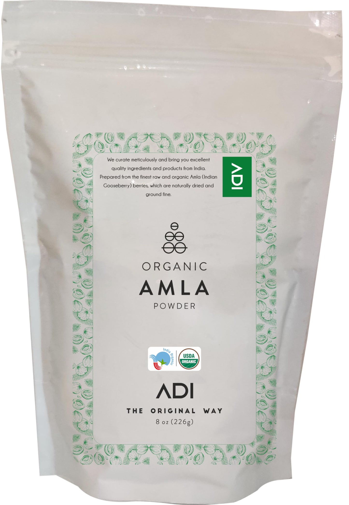 Polvo orgánico de Amla ADI paquete frontal