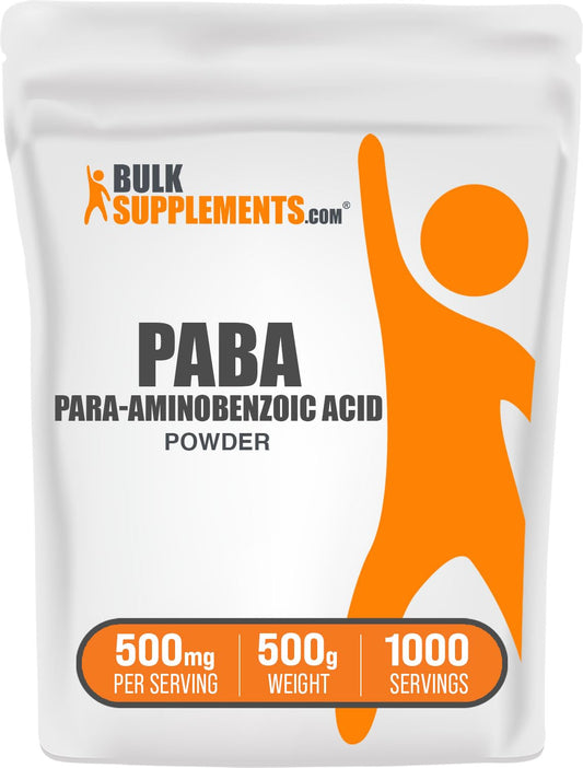 Polvo de PABA 500mg en envase de BulkSupplements