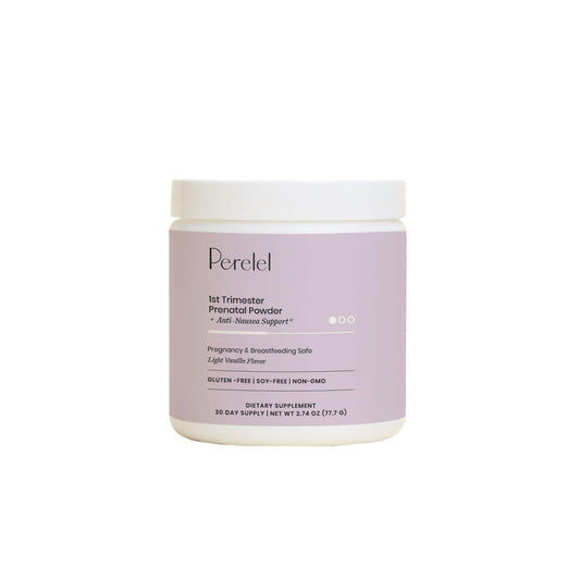 Polvo prenatal primer trimestre Perelel en envase