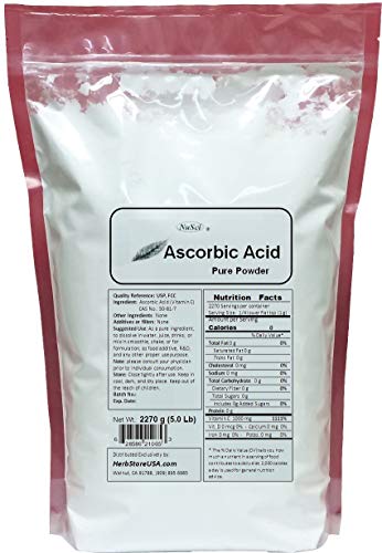 Polvo puro ácido ascórbico NuSci vitamina C 2.27kg a granel