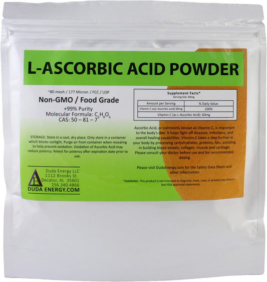 Polvo puro de ácido L-ascórbico vitamina c Duda Energy 8 oz