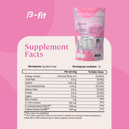 polvo puro B-FIT B Inositol Balance para salud hormonal